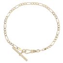 9ct Yellow Gold Figaro T-Bar Bracelet 7.5"