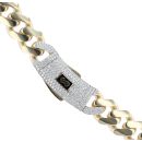 14ct Yellow Gold Monaco Curb Classic Cubic Zirconia Pave Lock Chain 24"