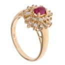 18ct Yellow Gold 0.50ct Diamond and Ruby Cluster Ring