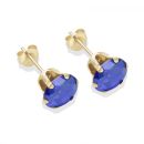 9ct yellow gold 7mm tanzanite CZ stud Earrings