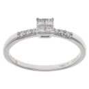 18ct White Gold 0.26ct Princess And Brilliant Cut Diamond Cluster Ring
