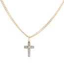 9ct Yellow Gold Cubic Zirconia Cross Pendant And Chain 18"