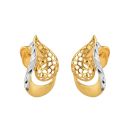 22ct Yellow Gold Curvy Petal Stud With Rhodium Finish