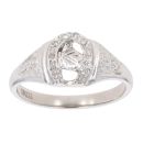 9ct White Gold 0.05ct Diamond Horseshoe And Horse Ring