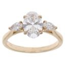 Lab Grown 9ct Yellow Gold 1.90ct Oval And Pear Cut Diamond Trilogy Ring