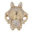 14ct Yellow Gold White Gemstone Bunny Ring