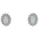 Silver Synthetic Opal And Cubic Zirconia Cluster Stud Earrings By Icesia