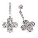 Platinum 2.83ct Star Pie Cut Diamond Drop Earrings