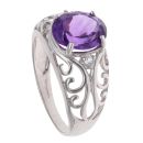 9ct White Gold Amethyst And Cubic Zirconia Single Stone Ring