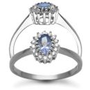 9 Carat White Gold 0.12pts Diamond & Tanzanite Ring