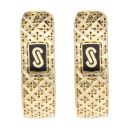 14ct Yellow Gold Monaco Classic Flex Patterned Hoop Earrings