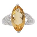 9ct White Gold 0.15ct Diamond and Citrine Solitaire Ring