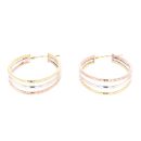 9ct Yellow, White and Rose Gold Oval Hoop Earrings