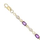 9ct Yellow Gold 0.05ct Diamond And Amethyst Bracelet 7"
