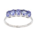 9ct White Gold Five Stone Tanzanite Ring