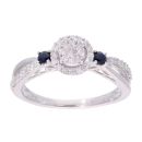9ct White Gold 0.33ct Diamond and Sapphire Cluster Ring