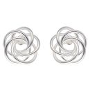 Silver Flat Swirl Knot Stud Earrings