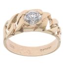 9ct Yellow Gold Cubic Zirconia Curb Patterned Signet Ring