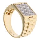 14ct Yellow Gold Cubic Zirconia Square Watch Style Signet Ring
