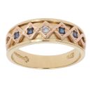 18ct Yellow Gold 0.03ct Diamond and Sapphire Clogau Ring