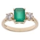 9ct Yellow Gold Cubic Zirconia and Chalcedony Ring