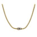 14ct Yellow Gold Monaco Bub Pave Lock Chain 22"