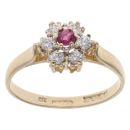 9ct Yellow 0.05ct Diamond and Ruby Full Eternity Ring