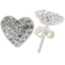 Silver Crystal Heart Stud Earrings By Icesia
