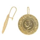 14ct Yellow Gold Coin Drop Earrings