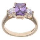 9ct Yellow Gold Amethyst And Cubic Zirconia Ring