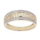 9ct Yellow Gold Cubic Zirconia and Greek Key Half Eternity Ring