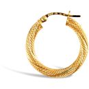 9ct Yellow Gold Frosted Hoop Earrings