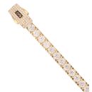14ct Yellow Gold Monaco Fancy Cubic Zirconia Pave Lock Bracelet 7.5"