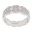 9ct White Gold 0.10ct Brilliant Cut Diamond Patterned Ring