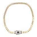 14ct Yellow Gold Monaco Cube Plain Pave Lock Bracelet 8.5"
