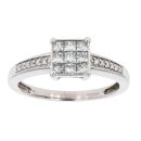 18ct White Gold 0.40ct Princess Cut Diamond Cluster Ring