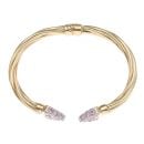 9ct Yellow Gold Pink Cubic Zirconia Heart Twist Patterned Torque Bangle