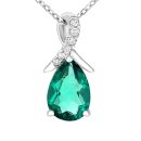 9ct White Gold Created Emerald and Diamond Pendant Necklace