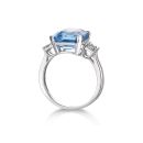 9ct White Gold Blue Topaz And Diamond Ring