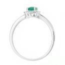 9ct White Gold Oval Emerald and Diamond Cluster Ring