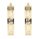 14ct Yellow Gold Greek Key Hoop Earrings