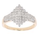 9ct Yellow Gold 1.00ct Brilliant Cut Diamond Cluster Ring