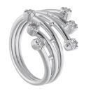 9ct White Gold 0.22ct Diamond 6 Row Crossover Ring by Anya Belle