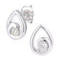 9ct White Gold Diamond Teardrop Halo Stud Earrings