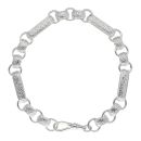 Silver Oval And Rectangular Patterned Belcher Bracelet 9" By Icesia