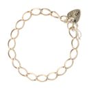 9ct Yellow Gold Heart Lock Charm Bracelet 8"