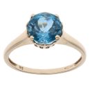 9ct Yellow Gold Blue Topaz Single Stone Ring