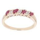 9ct Yellow Gold 0.05ct Diamond And Ruby Half Eternity Ring
