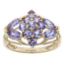 9ct Yellow Gold Tanzanite Cluster Ring