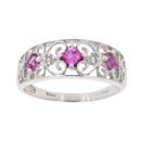 9ct White Gold 0.05ct Diamond And Created Ruby Ring